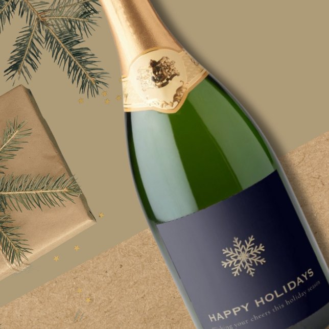 Snowflake Holiday Champagne Label (Creator Uploaded)