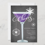 Snowflake Holiday Cocktail Party Invitation<br><div class="desc">Fun modern CHEERS! Retro Holiday Cocktail Party Invitation featuring a festive red martini glass with snowflakes on the stem set on a popular & trendy black chalkboard background. Great for a new years eve party, holiday party, christmas party, office party, Trim the tree party or any special winter get together...</div>