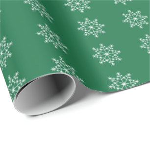 Snowflake Holiday Design Dark Green Xmas Christmas Wrapping Paper