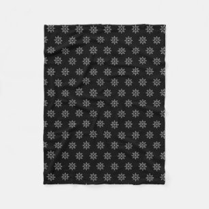 Snowflake Holiday Pattern Black White Christmas Fleece Blanket
