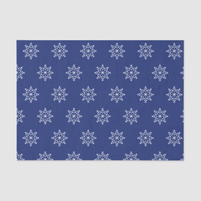 Snowflake Holiday Pattern Christmas Blue Tissue Paper (Front)