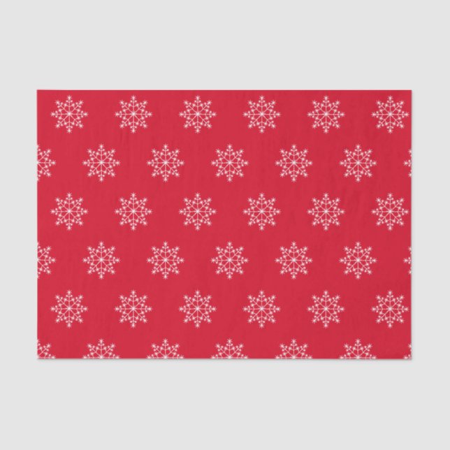 Snowflake Holiday Pattern Christmas Red Tissue Paper (Front)