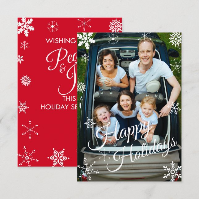 Snowflake Holiday Personalised Flat Greeting Card (Front/Back)