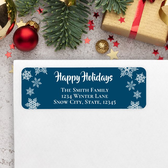 Snowflake Holiday Return Address Label (Snowflake Address Label for Holiday Cards)