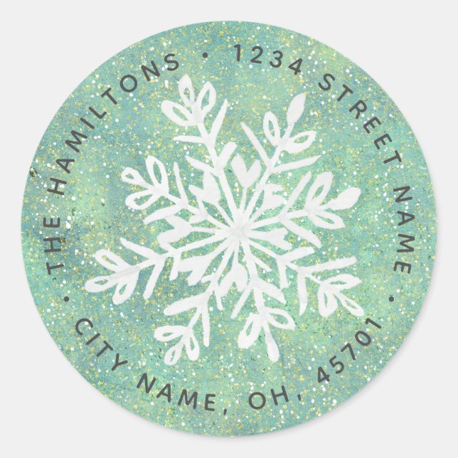 Snowflake Holiday Return Address Labels (Front)