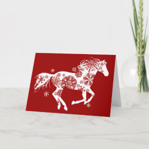 Snowflake Horse Holiday Christmas Greeting Card