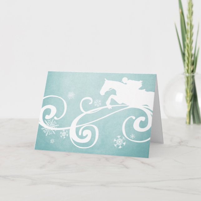 Snowflake Horse Holiday Christmas Greeting Card (Front)