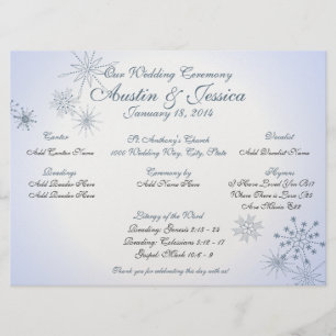 Snowflake Ice Blue Wedding Program