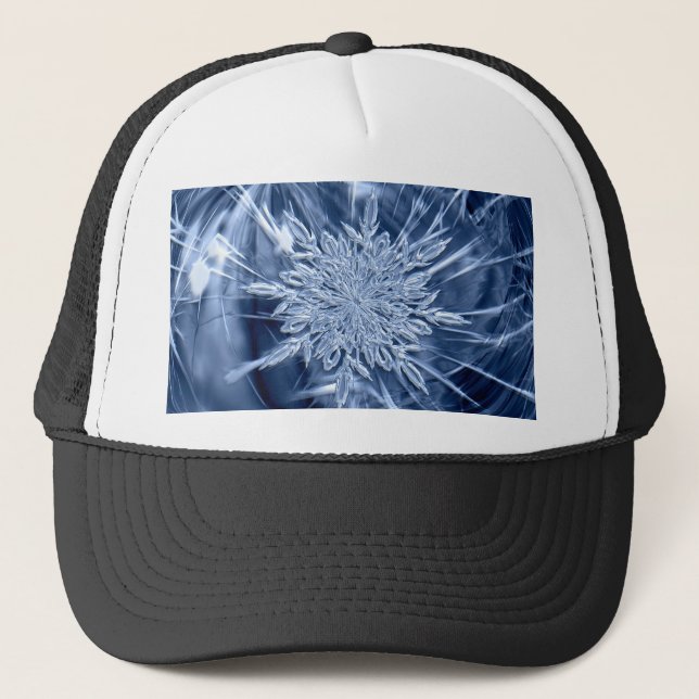 Snowflake Ice Crystal Trucker Hat (Front)