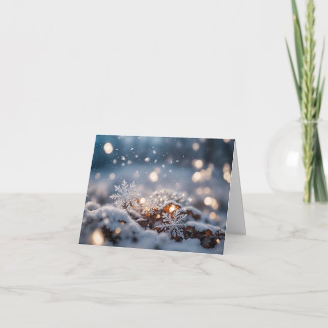 snowflake ice crystals snow falling Christmas Card (Front)