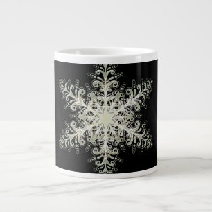Snowflake ice lace white black elegant winter large coffee mug