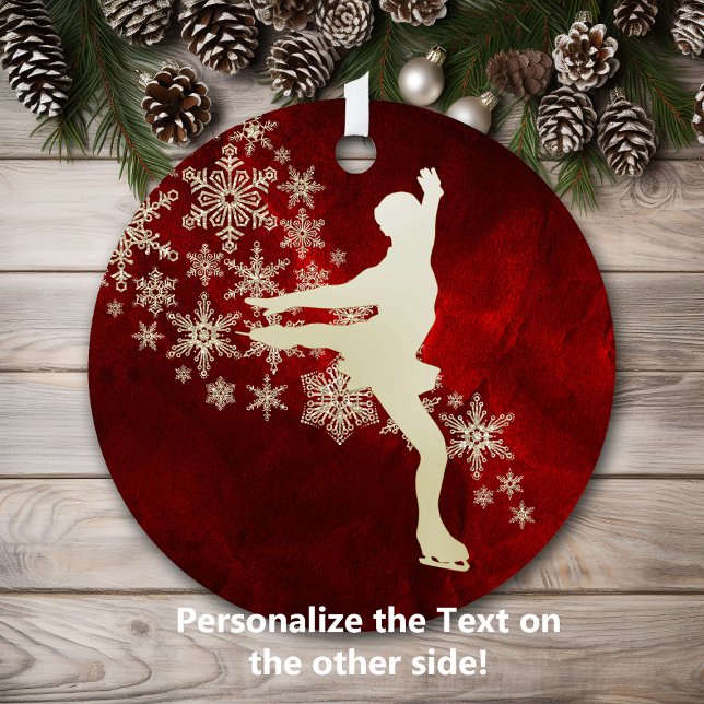 Snowflake Ice Skater on Red  Metal Tree Decoration (Creator Uploaded)