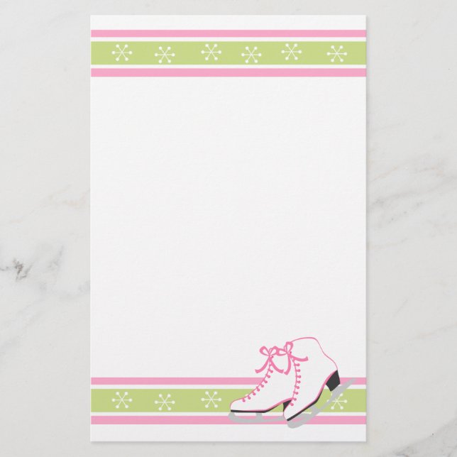 Snowflake Ice Skates Stationery (Front)