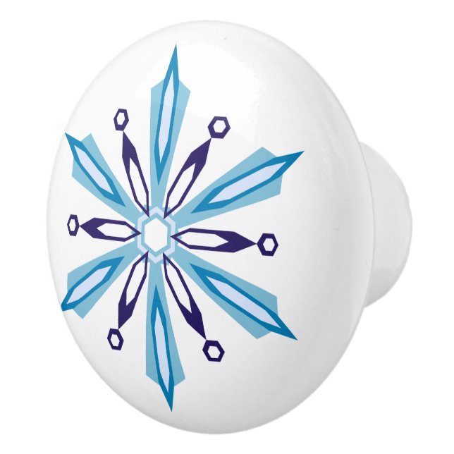 Snowflake Icy Winter Colours Ceramic Knob (Right)