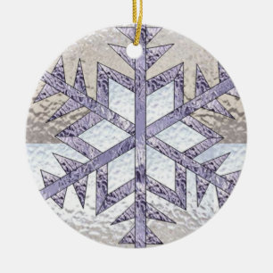 Snowflake in Stained Glass Ceramic Tree Decoration