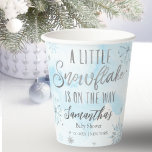 snowflake is on the way Baby Shower Paper Cups<br><div class="desc">Adorable calligraphy with snowflakes,  winter-themed baby shower invitations. Easy to personalise with your details. Check the collection to find matching items as enclosure cards.</div>