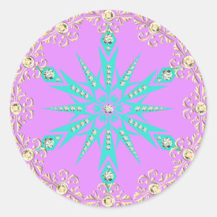 Snowflake jewel vintage pink turquoise sticker