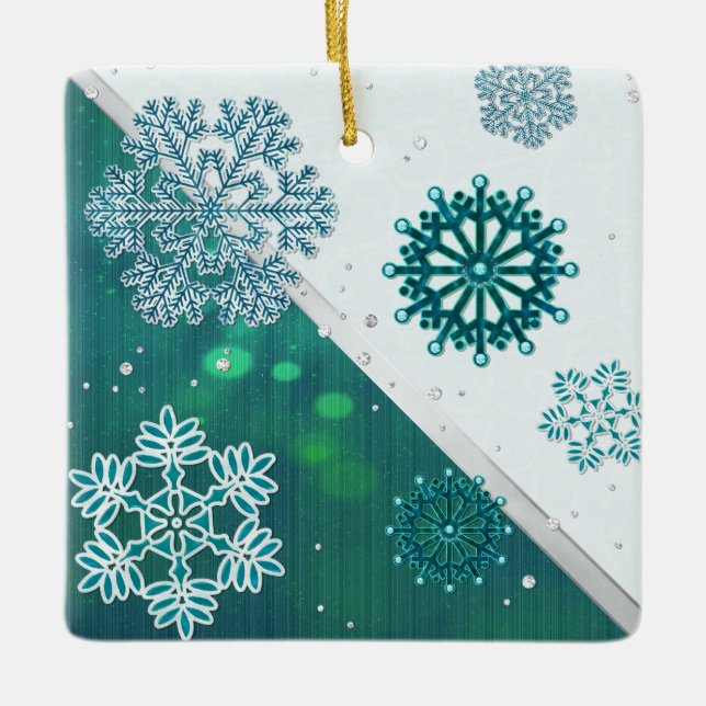 Snowflake Jewelled 3D Ceramic Ornament (Front)