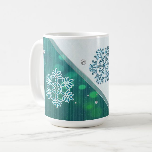 Snowflake Jewelled 3D Coffee Mug (Front Left)
