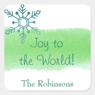 Snowflake Joy to the World Square Sticker