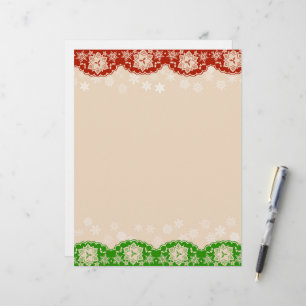 Snowflake Lace Christmas Garland Stationery Custom Letterhead