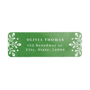Snowflake Leaves Green Christmas Return Address Label