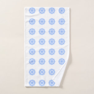 Snowflake Light Blue Winter Pattern Hand Towel