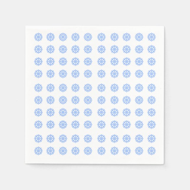  Snowflake Light Blue Winter Pattern  Napkin (Front)