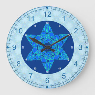 Snowflake Magen David Large Clock