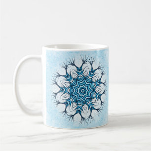 Snowflake Mandala In Blue Winter Abstract Art Coffee Mug