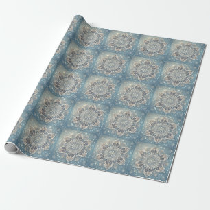 Snowflake Mandala in Frosty Hues 3 Wrapping Paper