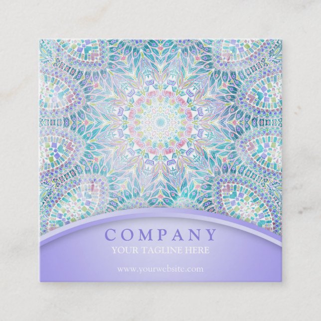 Snowflake Mandala Square Business Card (Front)