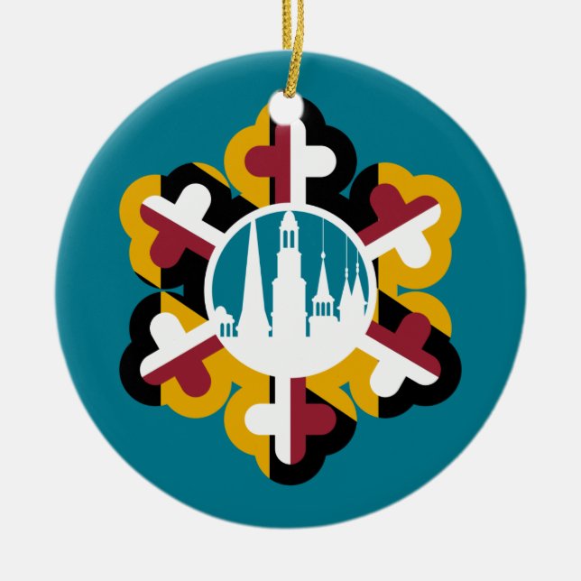 Snowflake Maryland Flag Clustered Spires Ornament (Front)