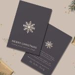 Snowflake Merry Christmas Flat Card<br><div class="desc">Elevate your holiday greetings with our exquisite Snowflake Merry Christmas Flat Card. The captivating dark background sets the stage for a striking snowflake design that graces both the front and back. The back of the card features a charming snowflake accent, creating a delightful transition to your personalised message and signature....</div>