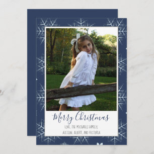 Snowflake Merry Christmas Photo Card 1 Photo