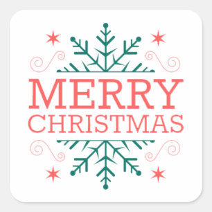 Snowflake Merry Christmas Square Sticker