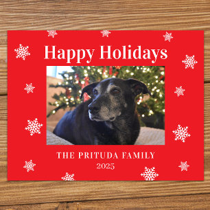 Snowflake Modern Family Photo Holiday Postcard