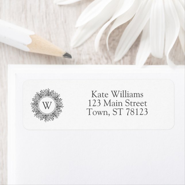 Snowflake Monogram Christmas Address Return Address Label (Insitu)