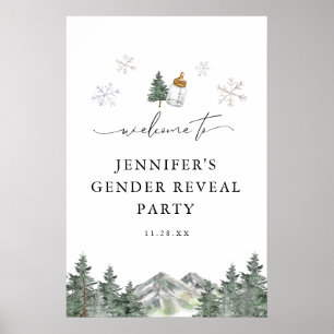 Snowflake Mountain Gender Reveal Welcome Sign