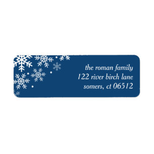 Snowflake, Navy Blue Holiday Return Address Label