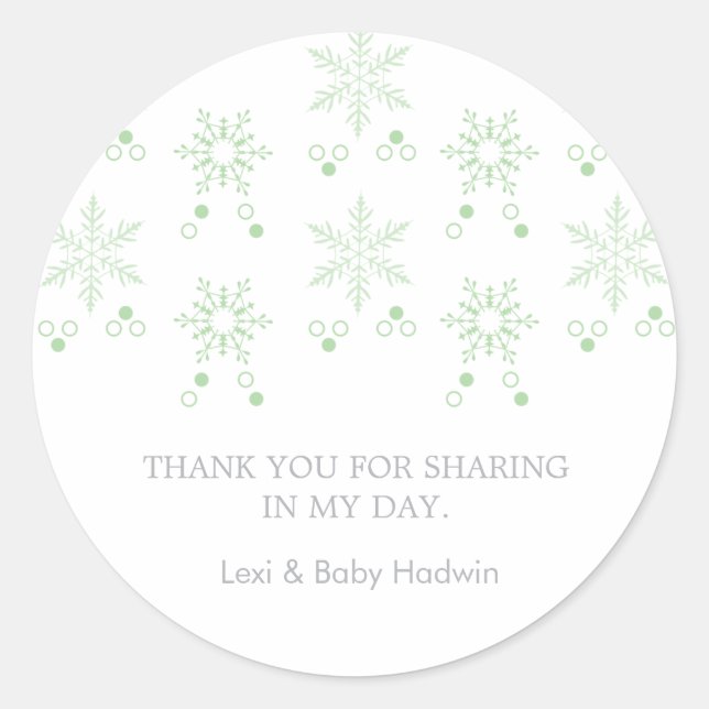 Snowflake | Neutral Baby Shower Favour Sticker (Front)