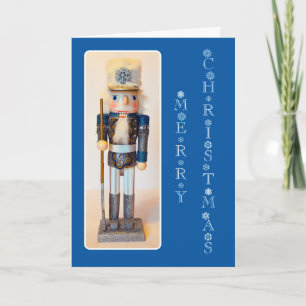 Snowflake Nutcracker Merry Christmas Dark Blue Holiday Card