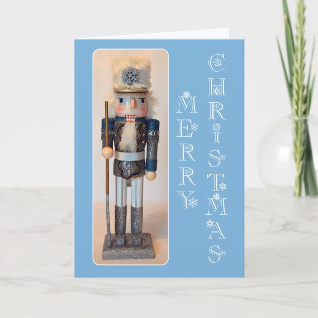 Snowflake Nutcracker Merry Christmas Holiday Card (Front)