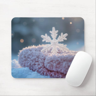 Snowflake On a Pink Mitten Mouse Pad