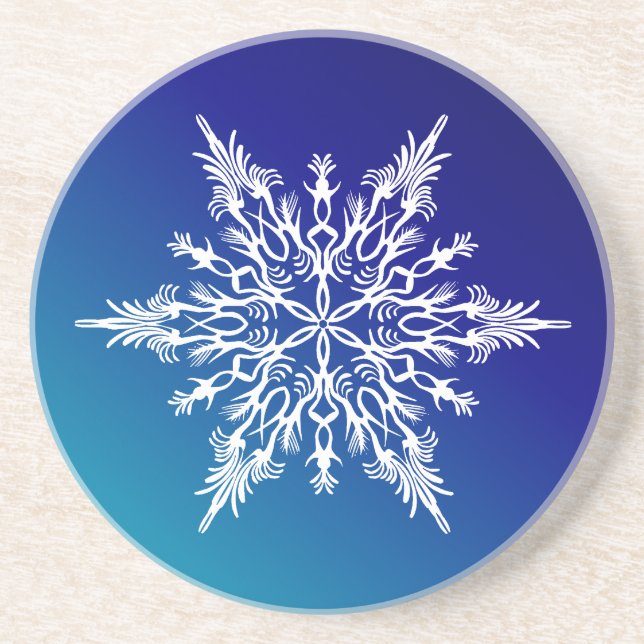SNOWFLAKE  on Blue Coaster (Front)