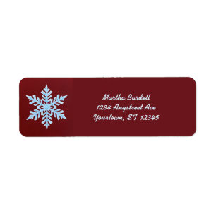 Snowflake on Burgundy Return Address Label