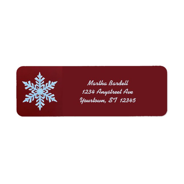 Snowflake on Burgundy Return Address Label (Front)