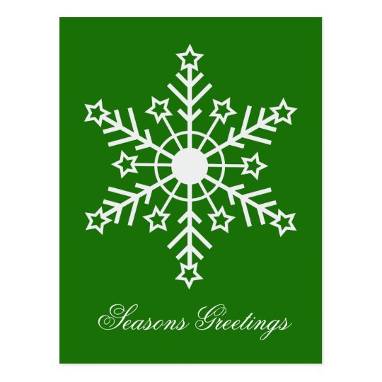 Snowflake on green postcard