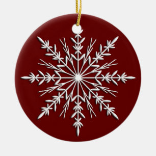 Snowflake on Red Dated Ceramic Ornament