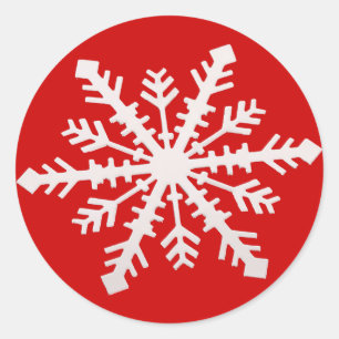 Snowflake on Red Sticker